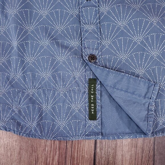 Howler Bros Mens Size Medium Mansfield Sashiko Shell Blue Heed The Call Shirt - Picture 7 of 14
